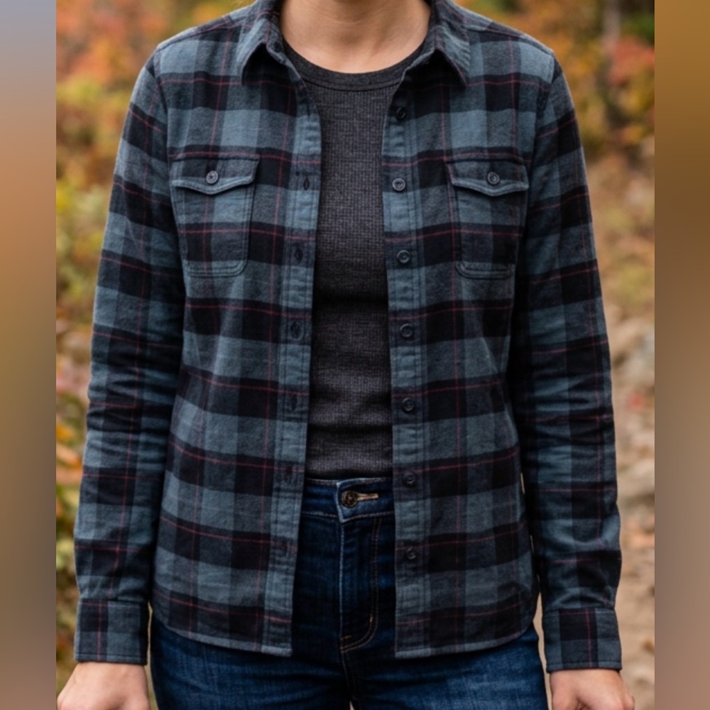 Patagonia Navy and Pink Plaid Shirt size 8